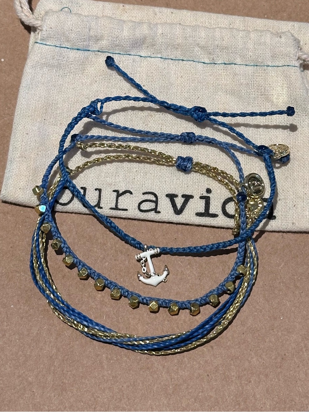 PURA VIDA 3 piece Golden Anchor Custom Bracelet Set NEW ⚓️